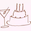 L'Atelier Samedi, Martini and Cake Postcard
