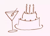 L'Atelier Samedi, Martini and Cake Postcard