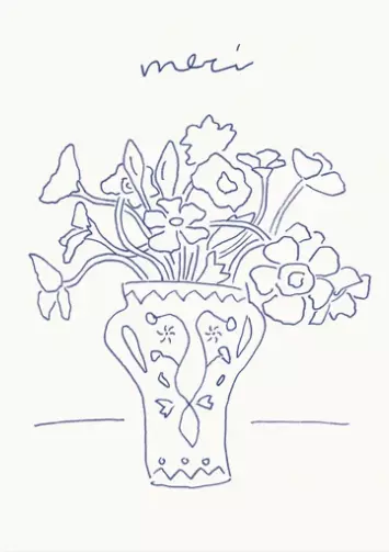 L’Atelier Samedi, 'merci' Flower Vase Folding Card