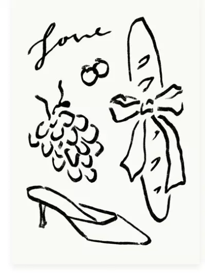L’Atelier Samedi, 'Love' Baguette, Grapes Folding Card