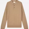 Peoples Republic Of Cashmere, Original Cableknit Polo, Dark Camel