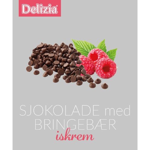 Delizia Sjokolade med bringebær vegansk iskrem 450ml