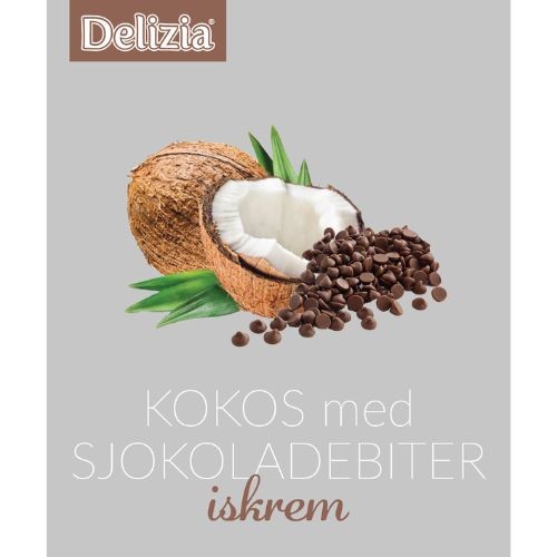 Delizia Kokos med sjokobiter vegansk iskrem 450ml