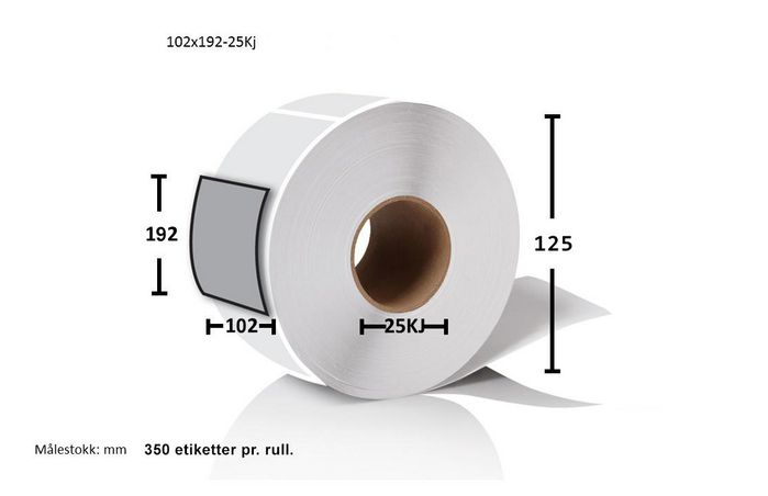 Termoetikett 102x192 stk Ø25 POSTETIKETT VANLIG