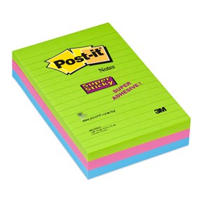 Post-it SS-Klistrelapper 102x152 lin. ass. neon (3)