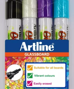 Artline merkepenn for glasstavle. Sett nr.1. 4 farger/etui