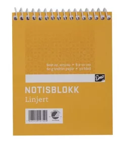 Notisblokk EMO 8x10cm 60g 50bl linj spir