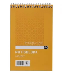 Notisblokk EMO 9x14cm 60g 50bl linj spir