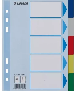 Esselte Skilleblad PP A5 5-delt flerf.