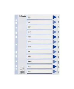 Register ESSELTE A4 plast des-jan hvit