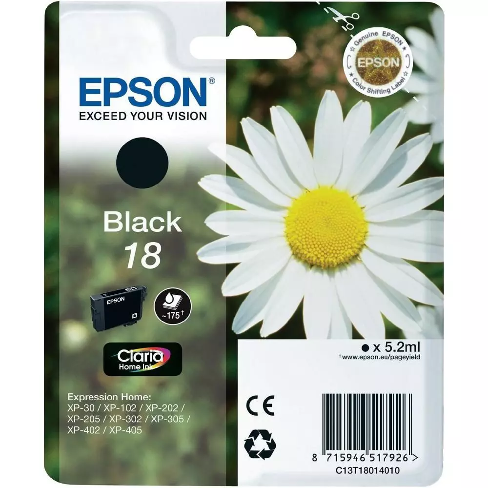 18 Black Ink Cartridge T1801 Epson
