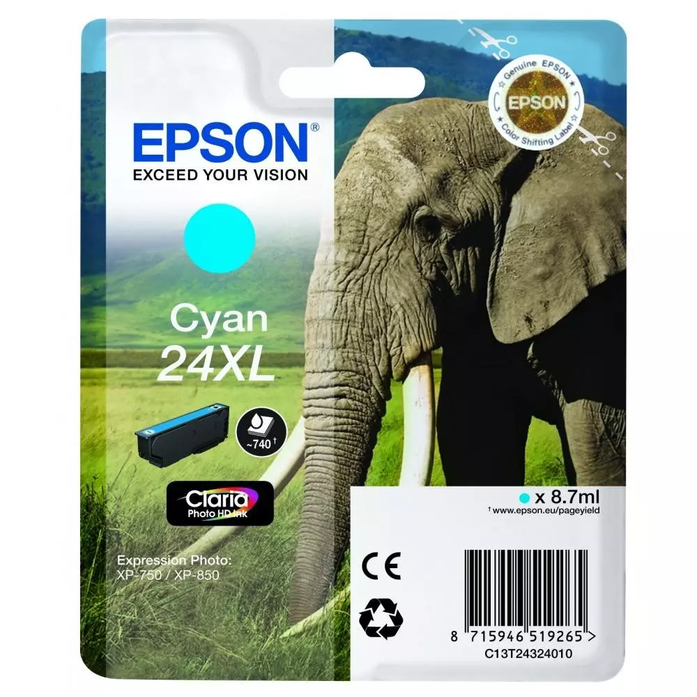 24XL Cyan Ink Cartridge T2432 Epson
