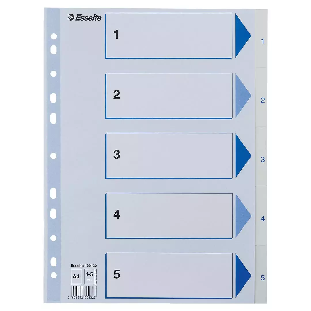 Esselte Register PP A4 1-5 hvit