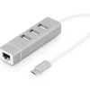 DIGITUS USB-C hub 3 x USB-A with Fast Ethernet, Silver