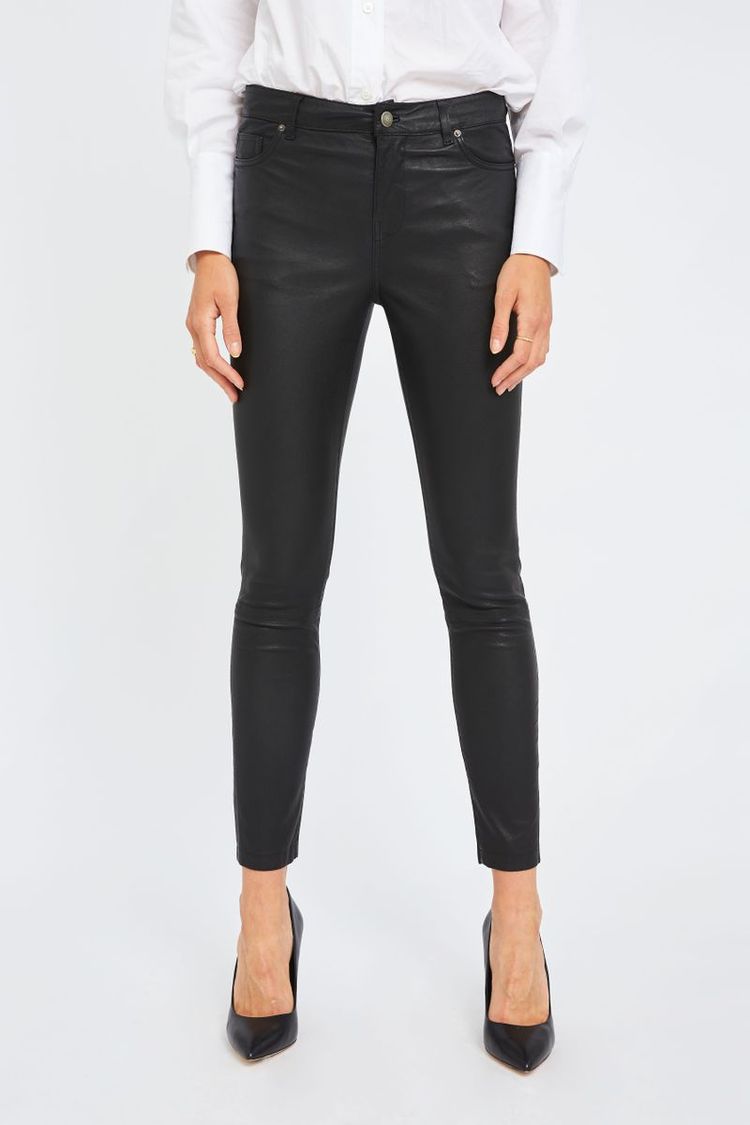Kate 634 Ankle, Black Leather Pants