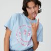 Flower Smiley Print O-neck Relaxed T-shirt - Ganni