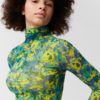 Printed Mesh Long Sleeve Fitted Rollneck - Ganni