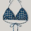 Recycled Seersucker Frill String Bikini Top - Ganni