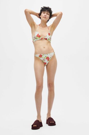 Recycled Printed Twisted Bikini Briefs - Ganni