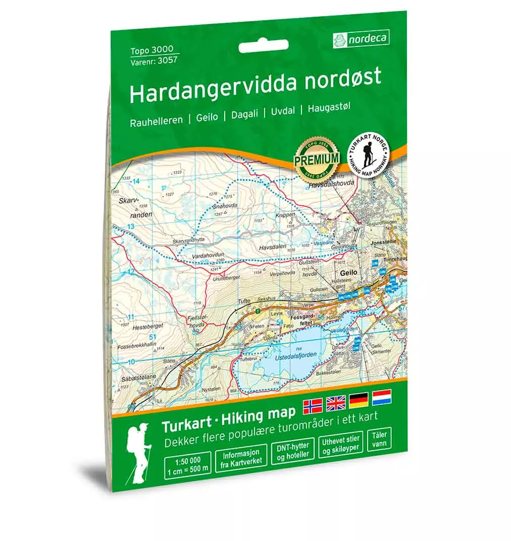 Kart Hardangervidda nordøst