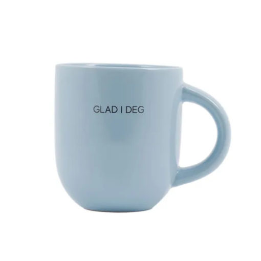 Blå kopp "Glad i deg"