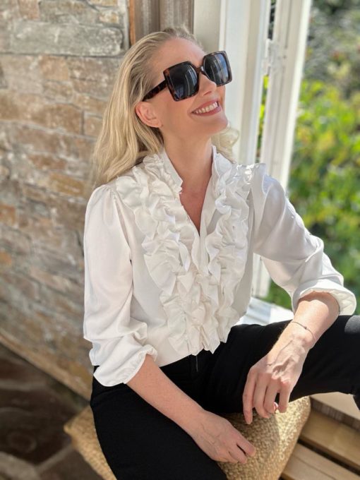 Lace lux bluse m blonde