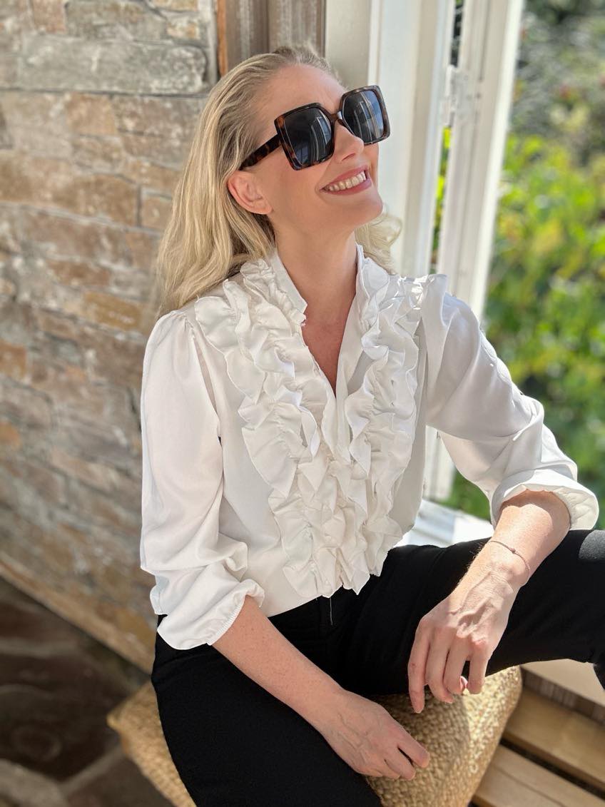 Lace lux bluse m blonde