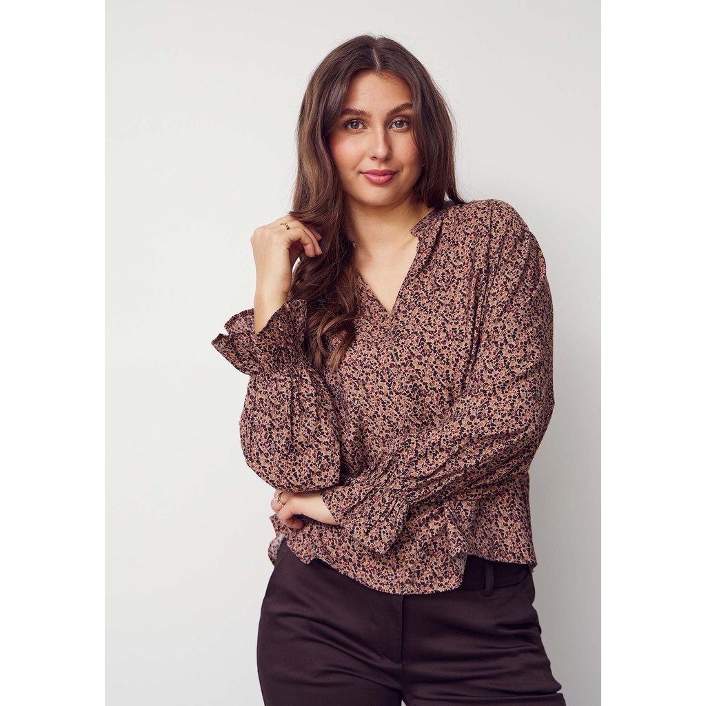 Ane smock bluse- blomsterte