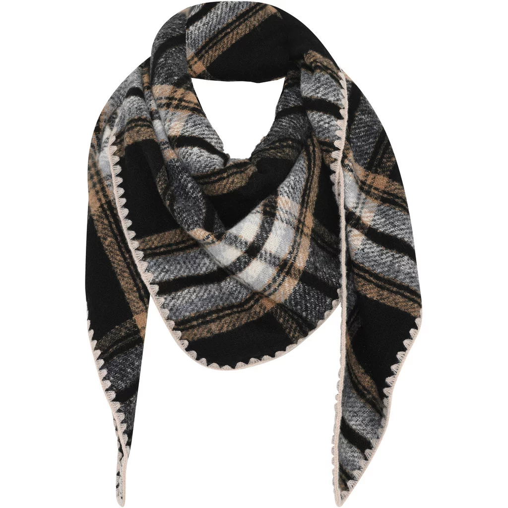 Check stort skjerf svart