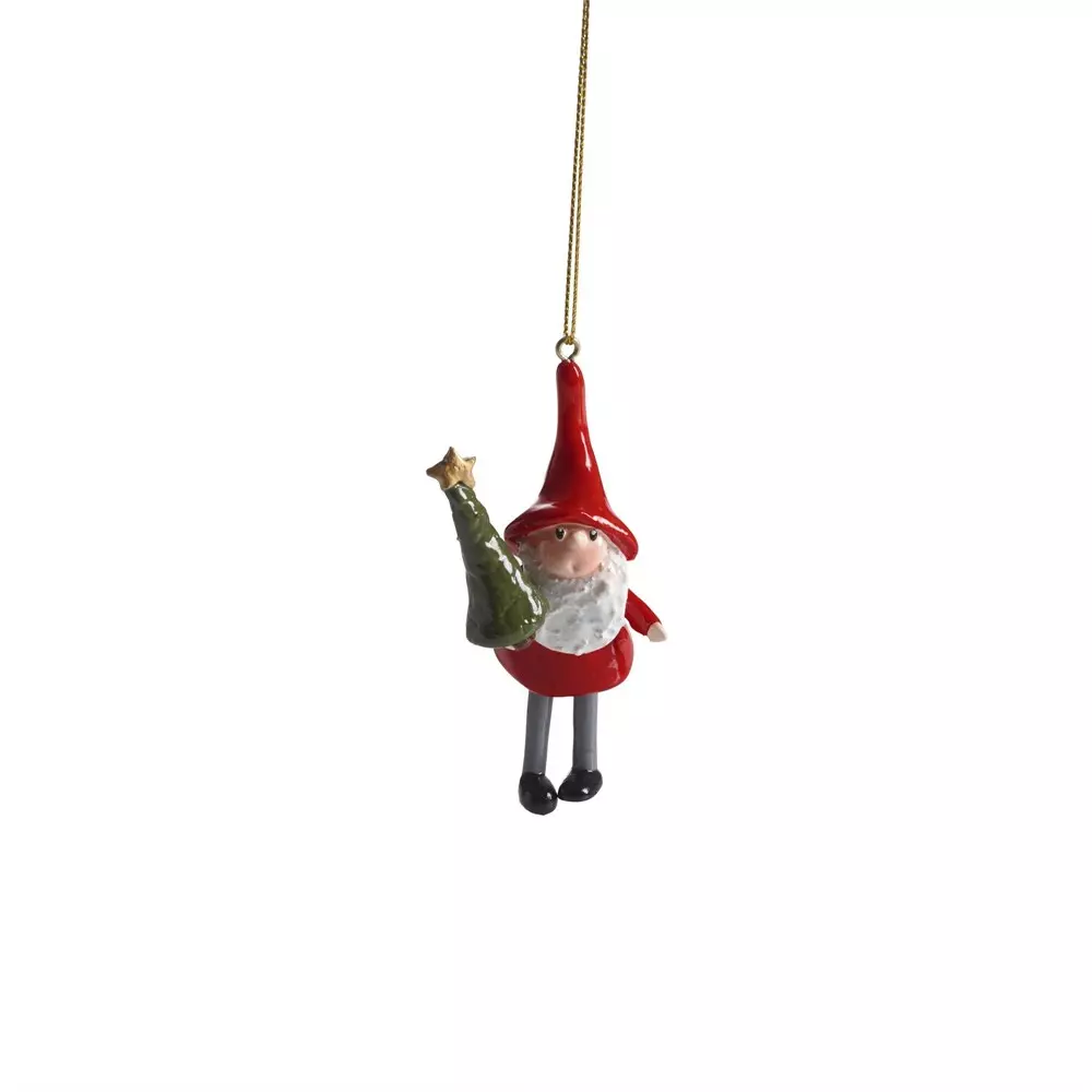 Hengende rød nisse m/tre 9cm