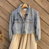 Astrid crop-jakke denim