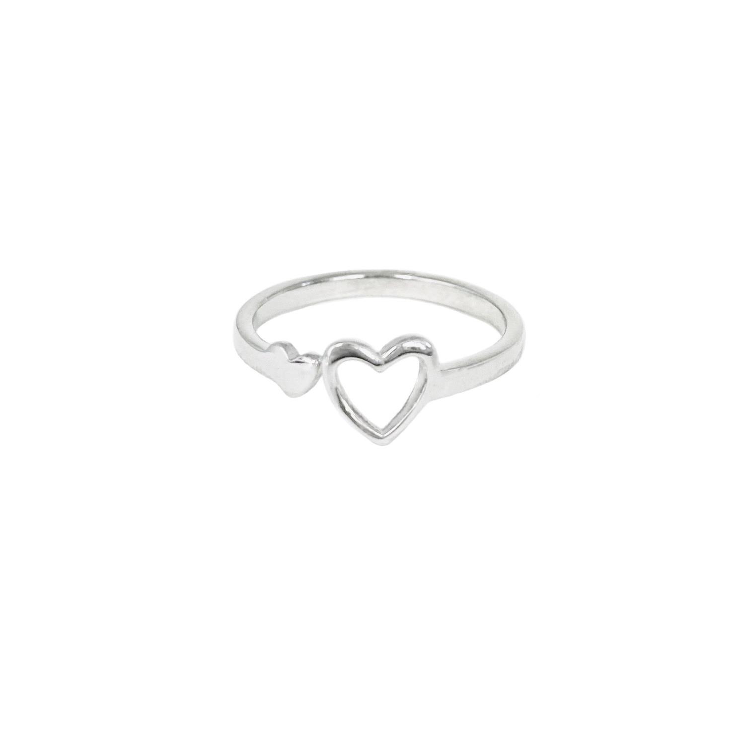 Miracle Heart Ring Silvertoned Brass