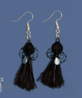 Juweel Ink wire & black feathers earrings