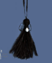 Juweel Ink wire & black feathers pendant