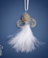 Juweel Silver wire & white feathers sky pendant