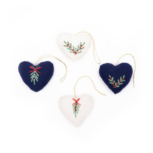 Others Christmas Hearts Blue/White 4pk