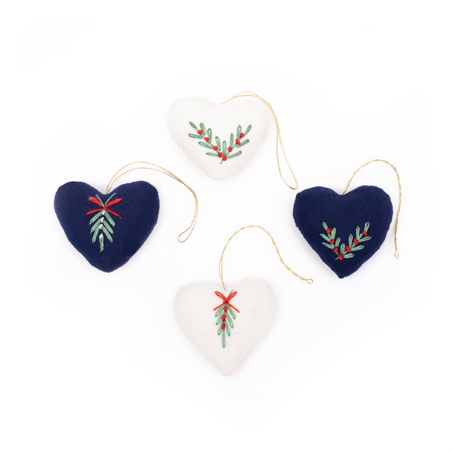 Others Christmas Hearts Blue/White 4pk