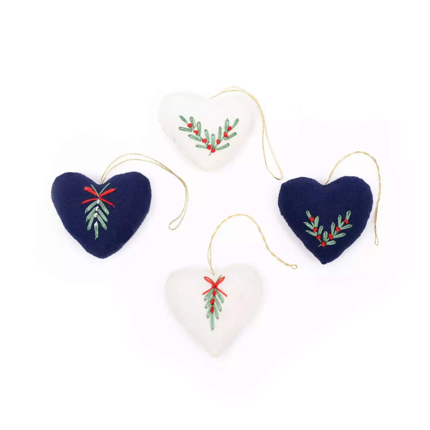 Others Christmas Hearts Blue/White 4pk