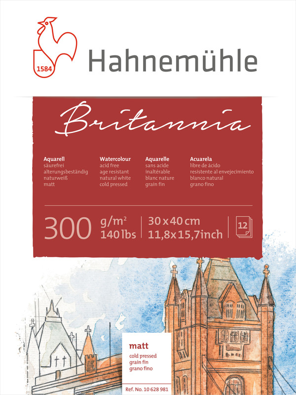 Hahnemühle Britannia Watercolor matt 300gr. 30x40 628981