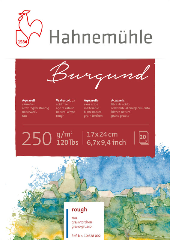 Hahnemühle Burgund Watercolour rough 250gr. 17x24 628002
