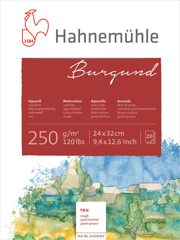 Hahnemühle Burgund Watercolour rough 250gr. 24x32 628003