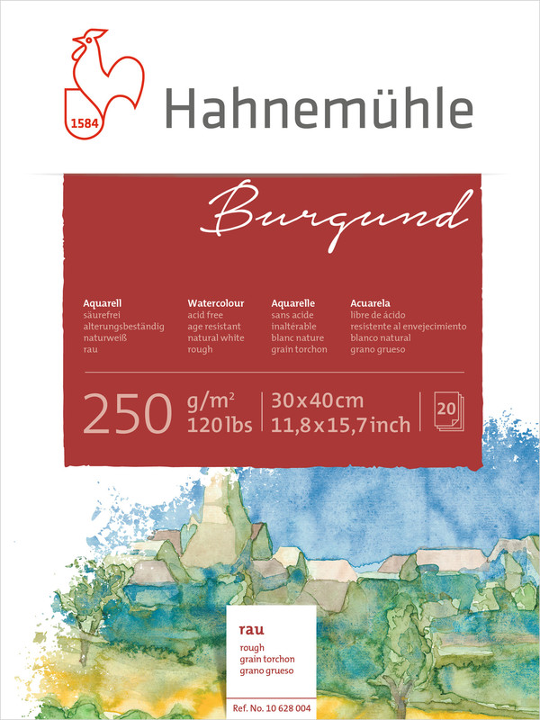 Hahnemühle Burgund Watercolour rough 250gr. 30x40 628004