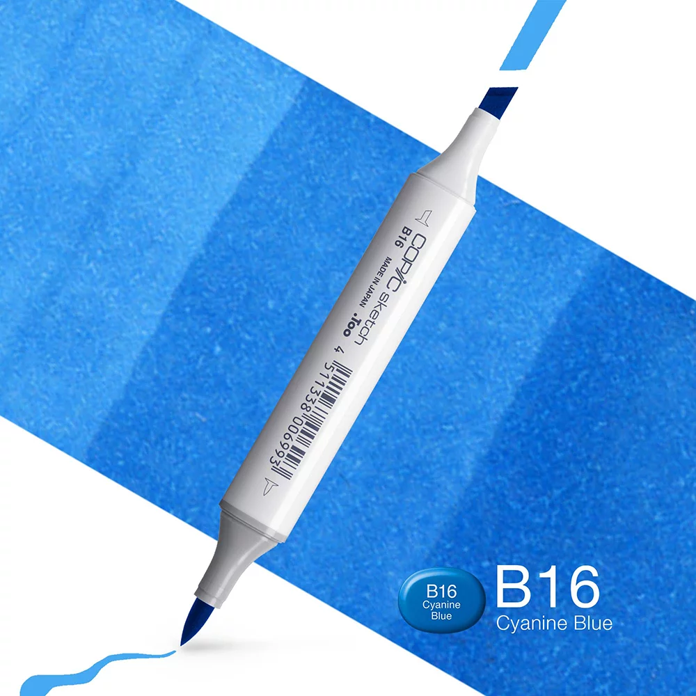 Copic Marker Sketch - B16 Cyanine Blue