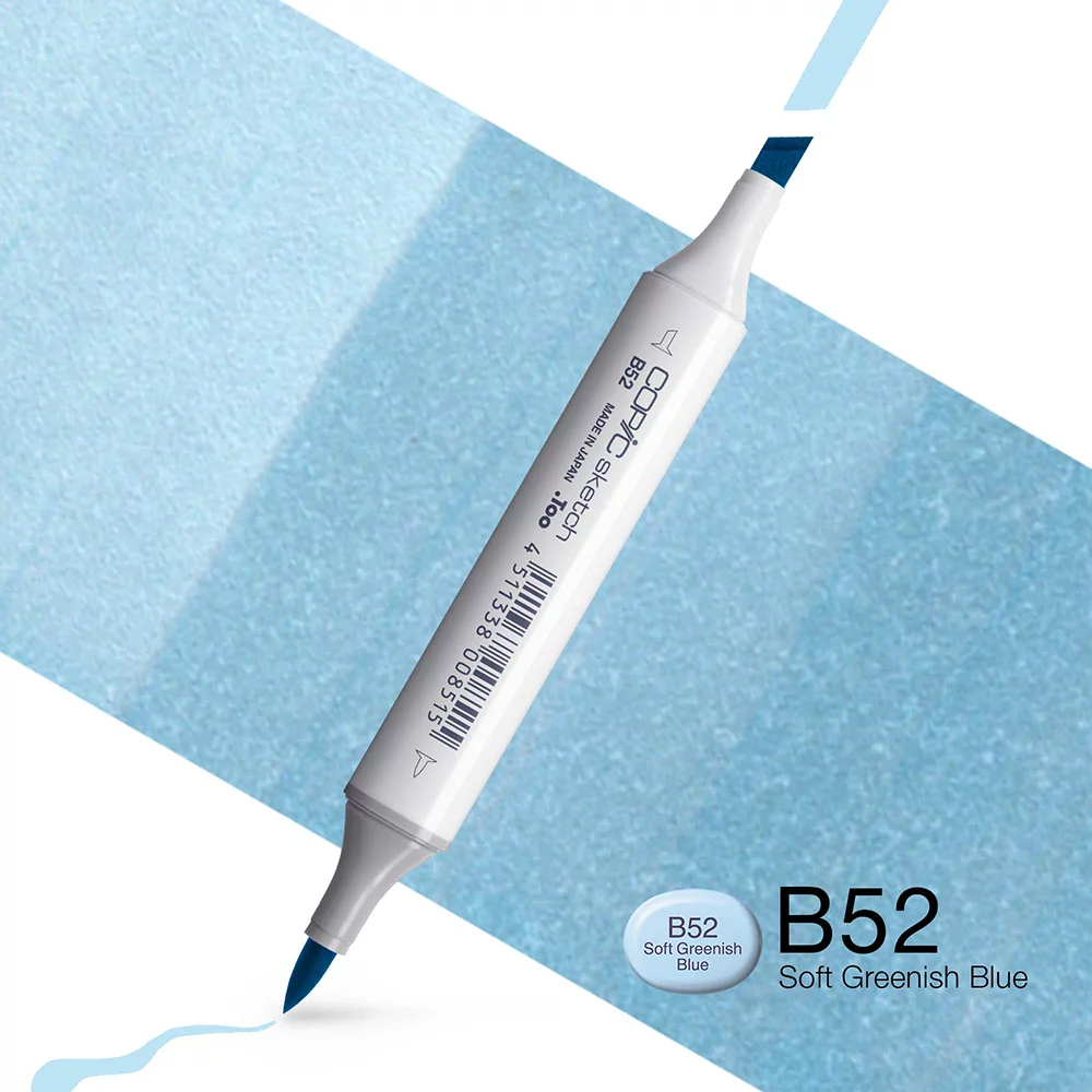 Copic Marker Sketch - B52 Soft Greenish Blue