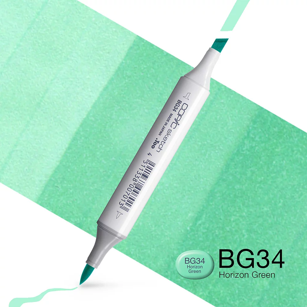 Copic Marker Sketch - BG34 Horizon Green