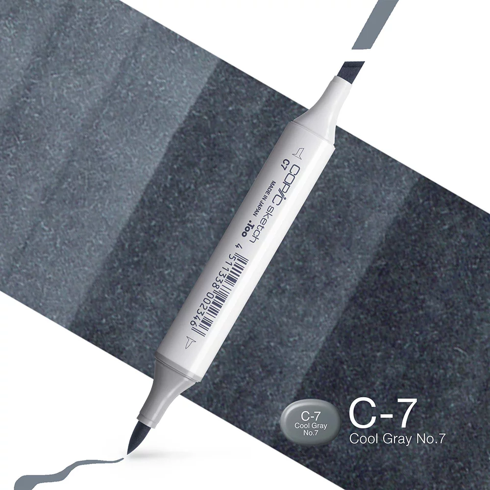 Copic Marker Sketch - C7 Cool Gray No.7