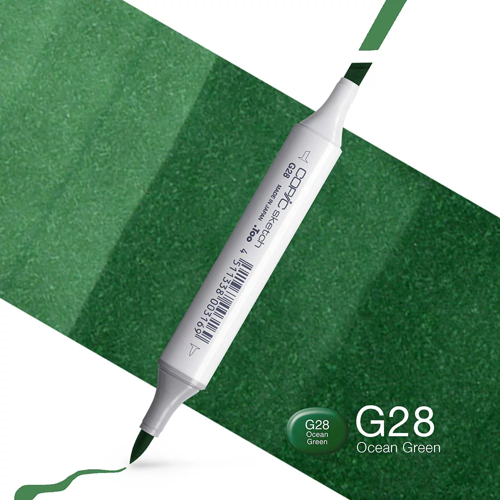 Copic Marker Sketch - G28 Ocean Green