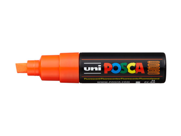 Uni POSCA PC-8K - Chisel 8mm - F4 Fluorescent Orange