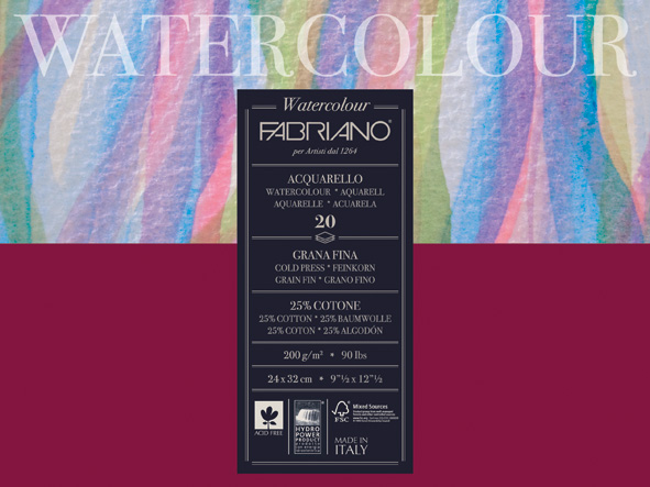 Fabriano Watercolour 200gr. 20x20 20 ark