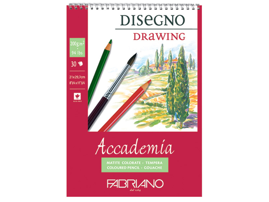 Fabriano Disegno Accademia Drawing spiral A4 200gr. 30 ark